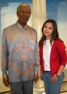 Travel in 2012. Nelson Mandela at Madamme Tussaud's Wax Museum in New York City.