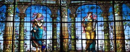 Stained glass windows at Chapultepec Castle.