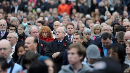 Crowd in Trafalgar Square during Armistice Day. Photo: BBC.