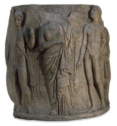 Marble column drum from the later Temple of Artemis at Ephesos. Photo: British Museum in London.