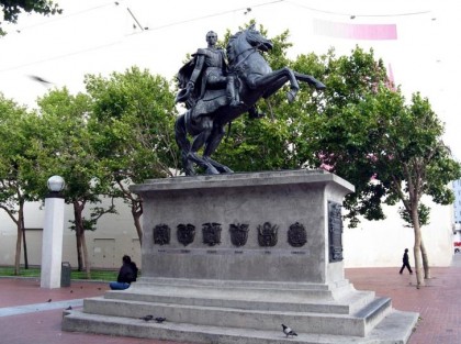 Statue of Simon Bolivar at United Nations Plaza in San Francisco, Califormia.