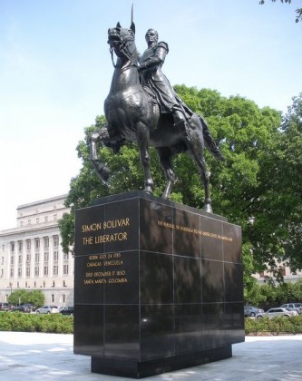 Statue of Simon Bolivar at Memorial at the Interior Dept in Washington D.C. Photo: procktheboat