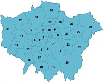 Boroughs of London. Photo: Notscott, Wikipedia.