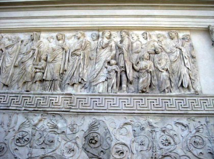 Sites in Rome. Ara Pacis. Augustus' family.