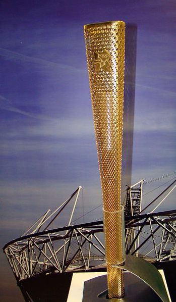 2012 Olympic Games. The olympic torch on display in Cardiff, Wales. Photo: Jon Candy, Wikipedia.