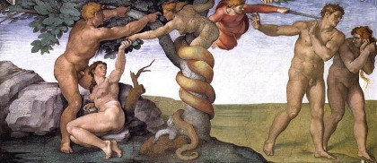 Sistine Chapel ceiling. Downfall of Adam and Eve. Photo: Wikipedia.