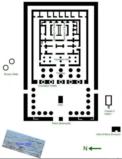 Egypt travel. Temple of Kom Ombo floorplan. Source: www.charlesmiller.co.uk Please copy and paste the following link to go to the original floorplan website: http://www.charlesmiller.co.uk/fla/images/templans/komompln.jpg