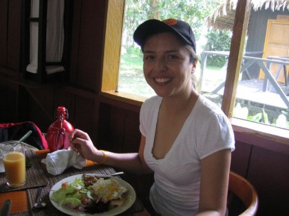 Ways to eat healthy. Me and my lunch in Leticia in the Amazon Jungle, Colombia.