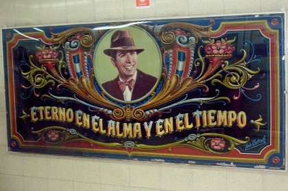 What to do in Buenos Aires. A fileteado portrait of Gardel in the Gardel subway station (Buenos Aires) with the phrase "Everlasting in the soul and in time". Photo: Wikipedia, w:es:Usuario:Roberto Fiadone. http://en.wikipedia.org/wiki/File:Fileteado_Gardel_Abasto_Untroib.jpg